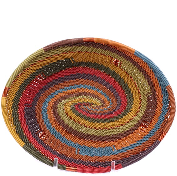 Earthy Rainbow Zulu Wire Soap Dish handwoven in South Africa with warm, nature-inspired multicolor wire and intricate detailing.