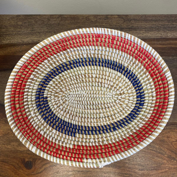 Oval African woven bowl fair trade handmade with natural fibers