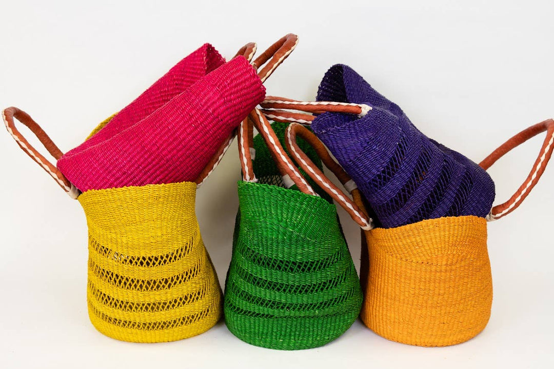Durable multi-use U-shopper tote with eco-friendly design in assorted solid colors.