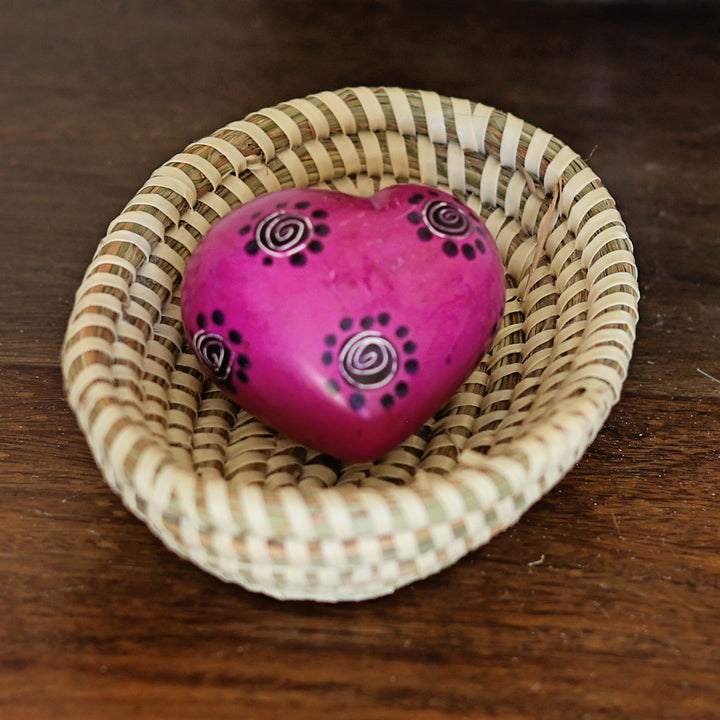 Fair trade sweetgrass bowls used for tabletop decor and organization
