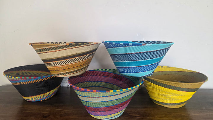 Fair trade Zulu wire fruit bowl handmade by South African artisans