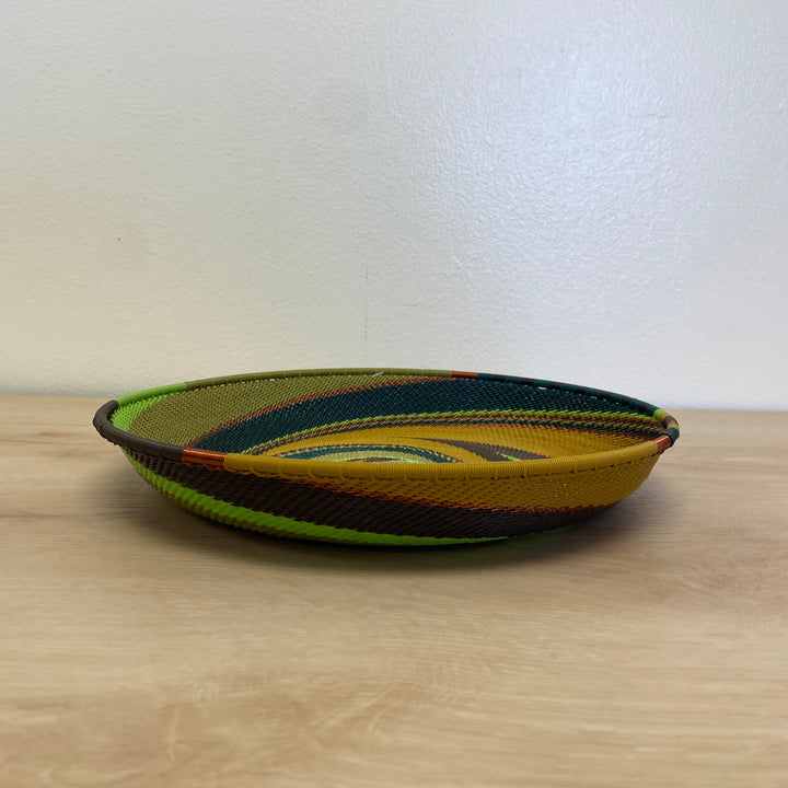 Forest Zulu Wire large tray handwoven in rich green and nature-inspired colors.