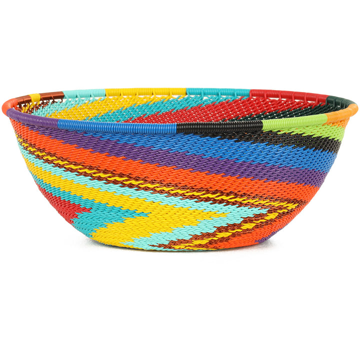 Handwoven Full Rainbow Zulu Wire Medium Bowls from South Africa in a variety of colorful and intricate artisan patterns.