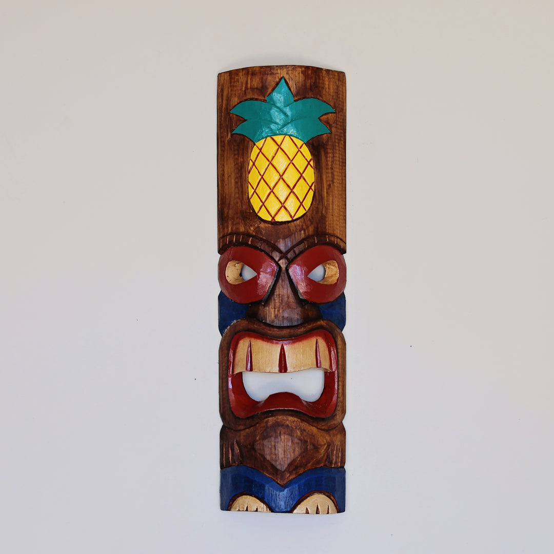 Decorative bamboo tiki mask for home wall art and tropical decor