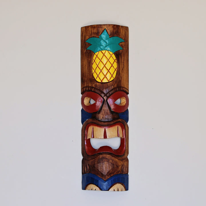 Decorative bamboo tiki mask for home wall art and tropical decor
