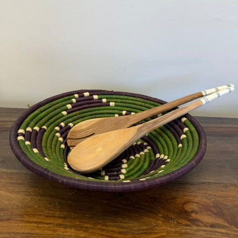 Handwoven raffia wall decor basket bowl in 12 inch size made from bukedo banana leaf stalk