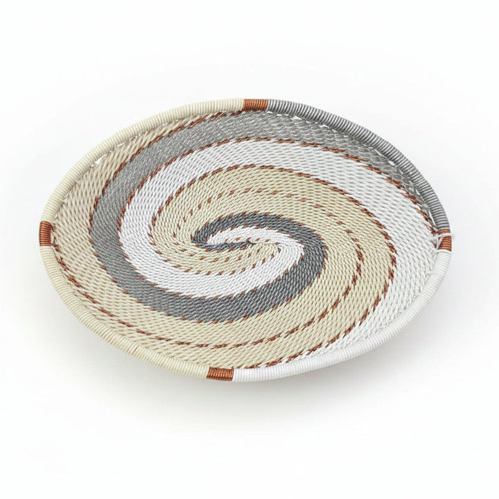 Ivory Zulu Wire Soap Dish handwoven in South Africa with a soft neutral color and intricate woven detailing.
