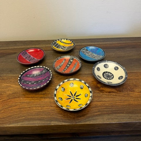 Small Kisii stone bowls in assorted colors handcrafted by fair trade artisans in Kenya