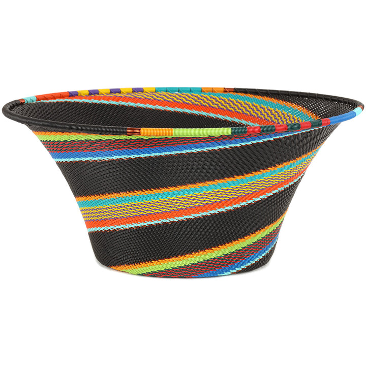 Large Zulu wire flared bowl showcasing traditional South African weaving artistry