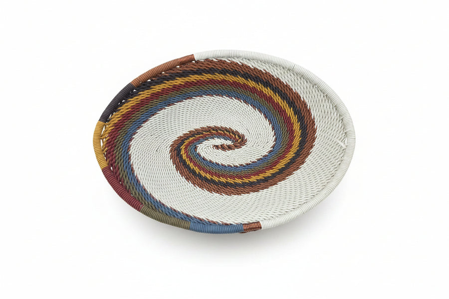 Mountain Rainbow Zulu Wire Soap Dish handwoven in South Africa with vibrant multicolor wire and intricate woven detailing.