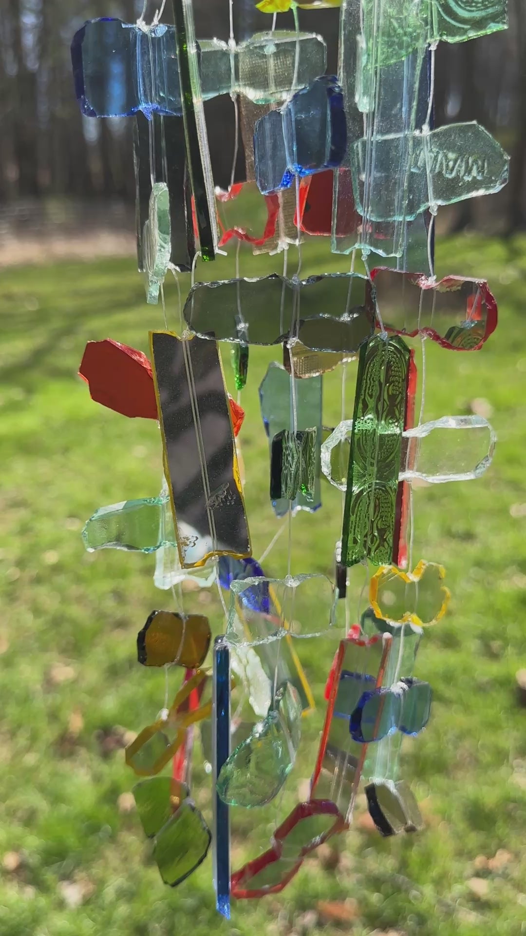 Details of glass wind chimes, handmade in Africa.