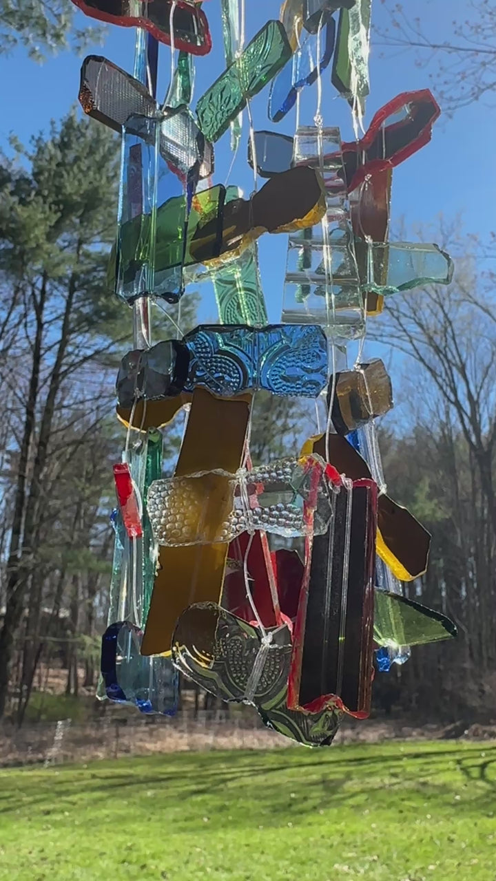 glass wind chime details, fair trade and made in Kenya
