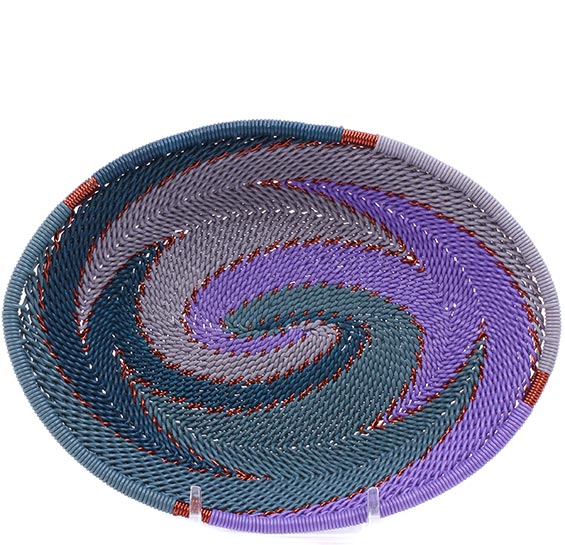 Handwoven Zulu Wire Soap Dish in Purple color way from South Africa in a variety of colorful and neutral artisan patterns.
