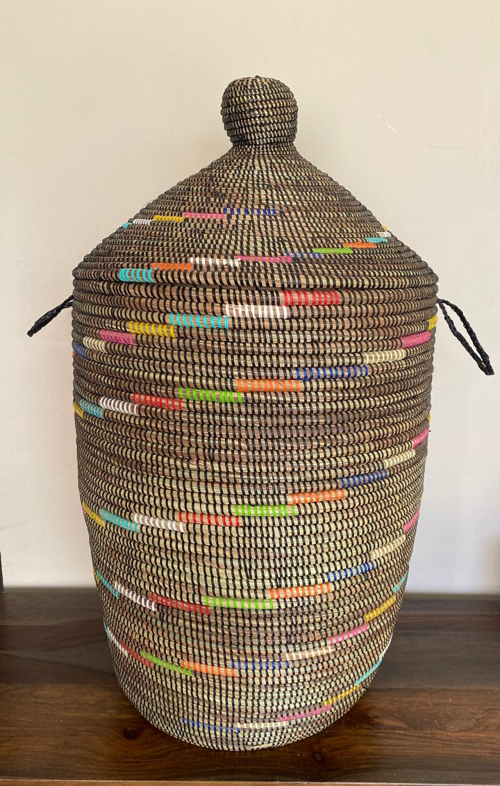 Lidded Sweetgrass Laundry Hamper