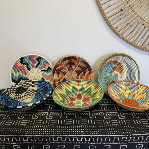 Assortment of Rwanda Sisal Baskets for wholesale.