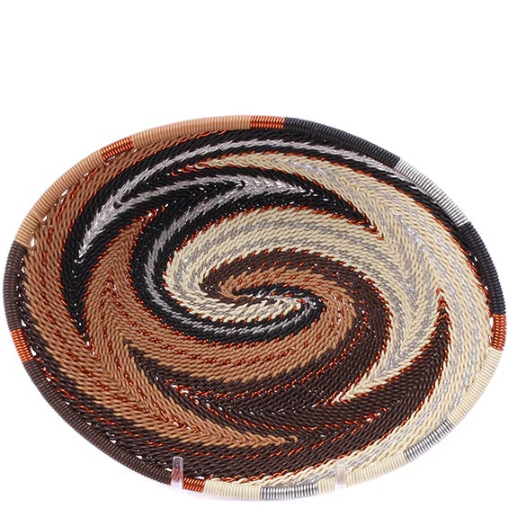 Handwoven Zulu Wire Soap Dish in Silver Sand color way from South Africa in a variety of colorful and neutral artisan patterns.