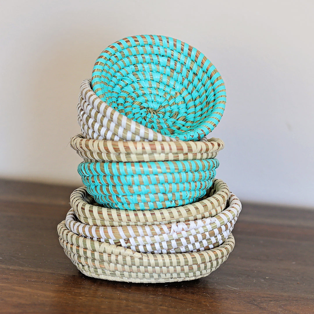 Small woven bowls African wall decor handmade from natural fibers