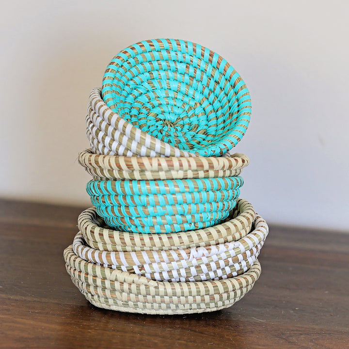 Small woven bowls African wall decor handmade from natural fibers
