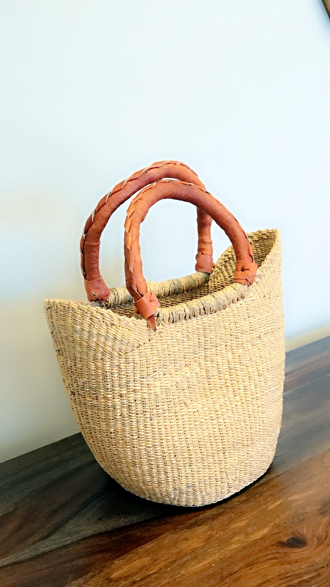 Tote Basket Bag, U-Shopper small natural