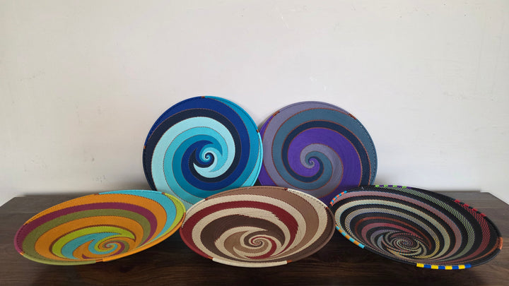 Colorful Zulu wire wall basket handmade in South Africa for home decor